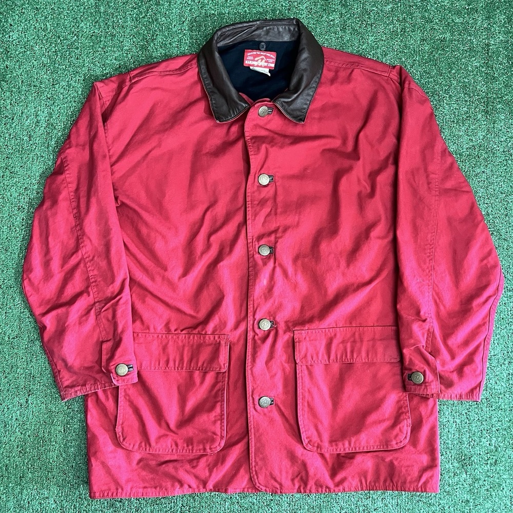 Vintage 90s Marlboro Country Store Canvas Barn Field Jacket L Red Chore Workwear